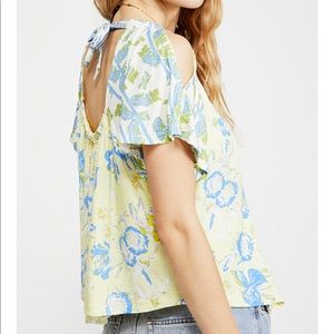 NWT FREE PEOPLE Floral Lemon Gelato Baja Babe Top